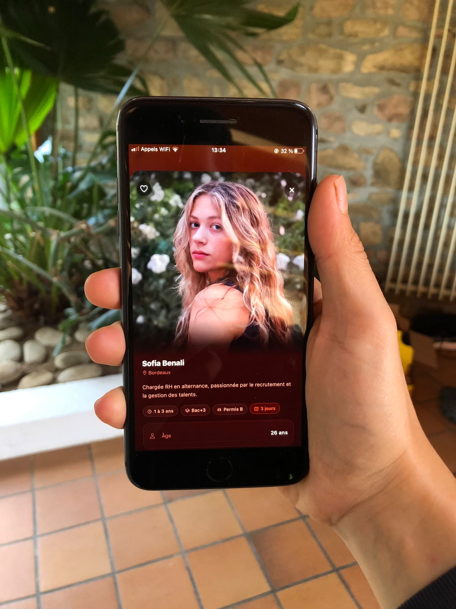 Application de recrutement : fiche profil d'un candidat